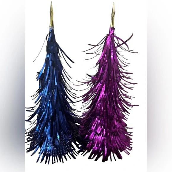 Tinsel Christmas trees free standing purple blue NEW NWT 14 in decor - Picture 5 of 7